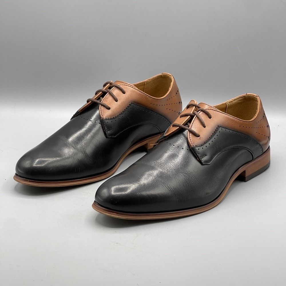 Stacy Adams Men's 7 Shoes Black Brown Leather Plain Toe Savion Office Dress